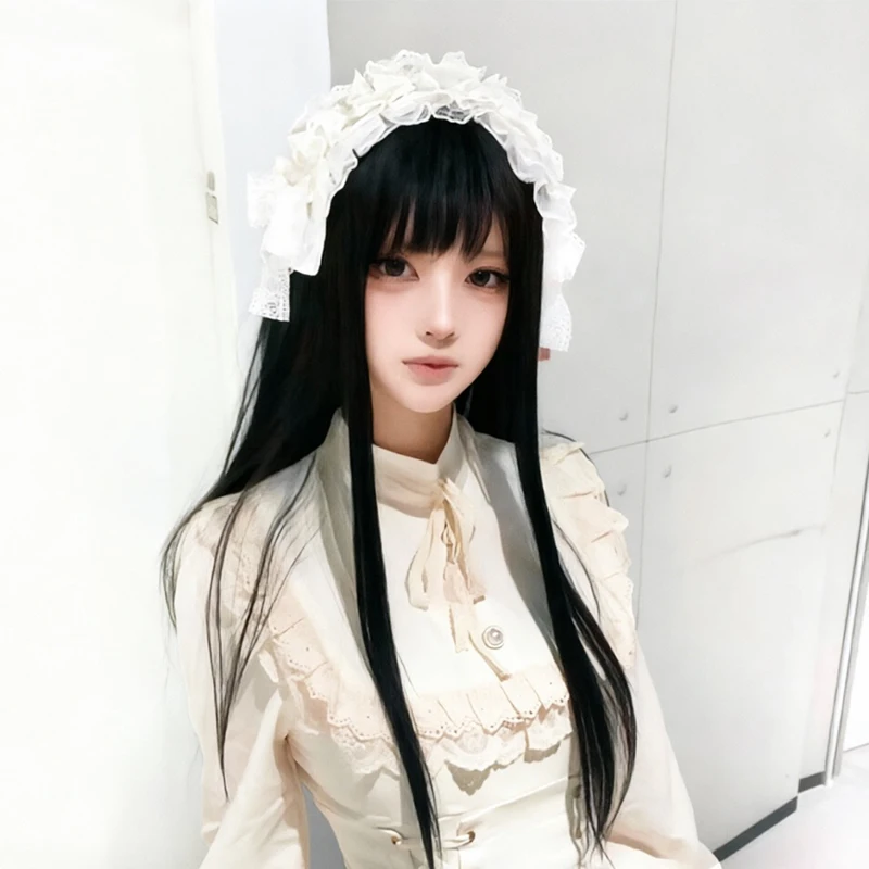 

Кружевной головной убор во французском стиле для девочек, модная повязка на голову в стиле Лолиты, повязки на голову для анимационных костюмов, для чаепитий, женские аксессуары для волос