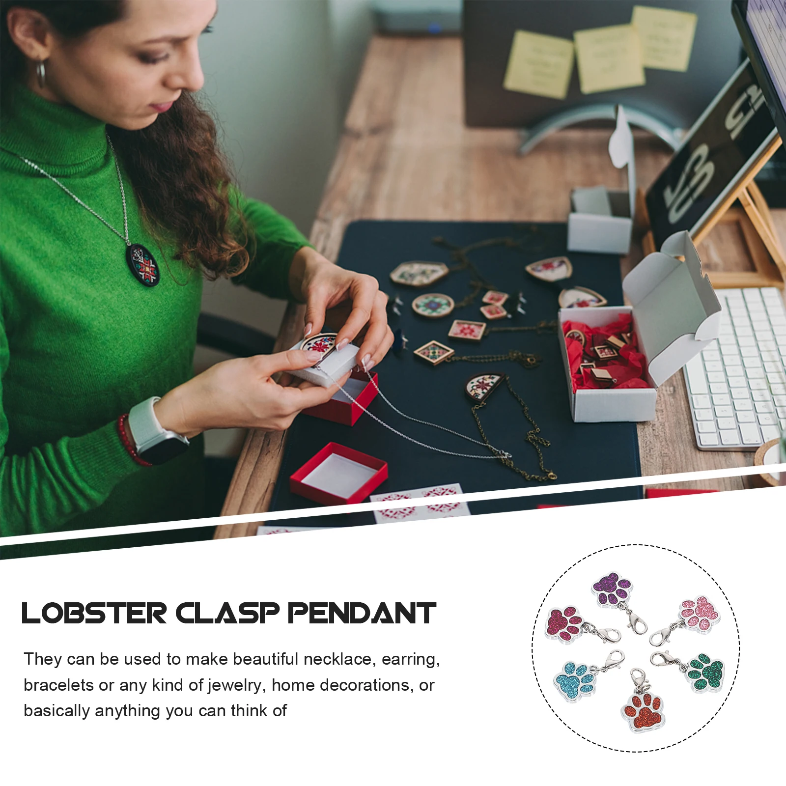 

12 Pcs Lobster Buckle Jewelry Accessories Animal Charm Paw Charms for Crafts Tiny Dog Connectors Round Diy Making