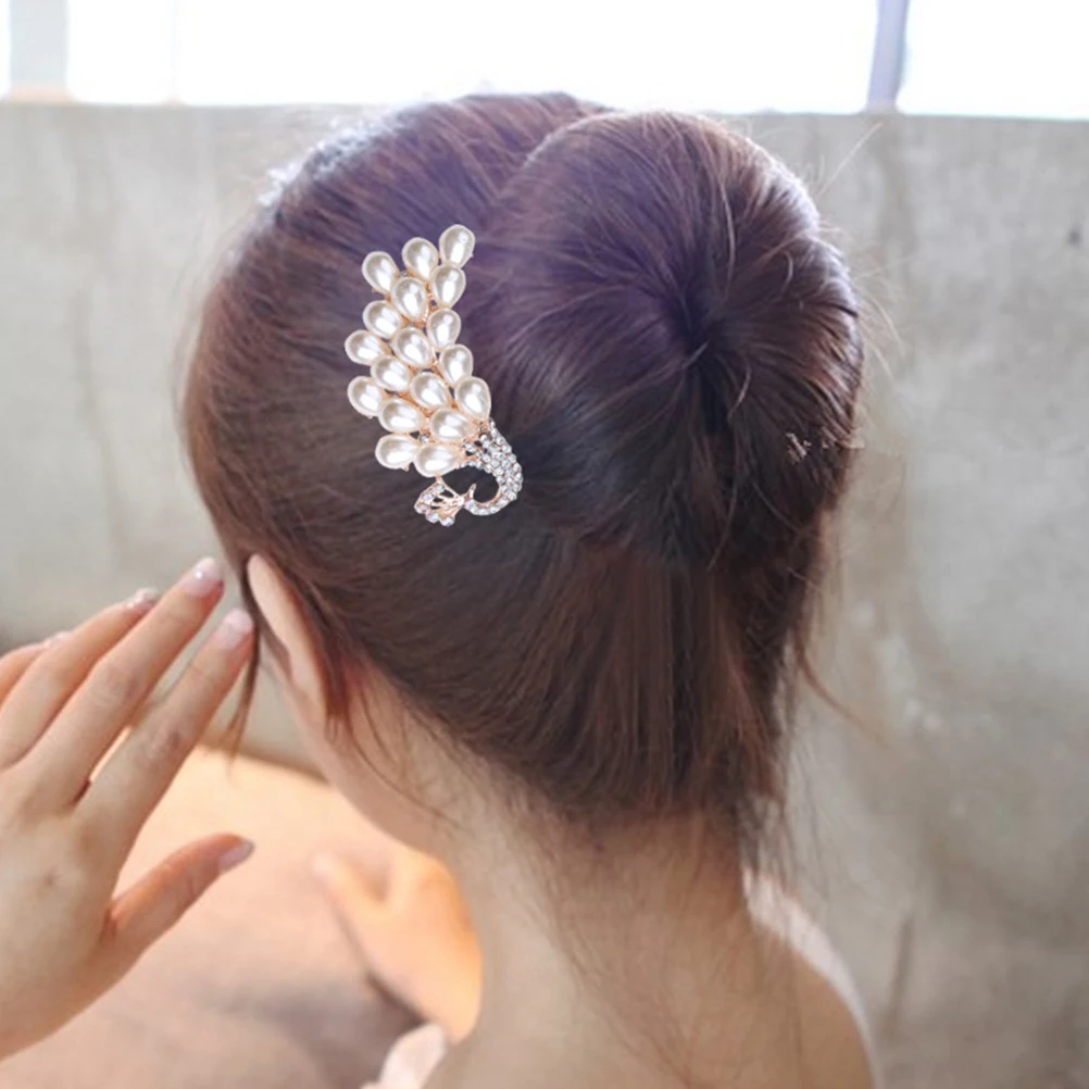 

4 Pcs Crystal Rhinestone Hair Combs Elegant Pearl Bridal Accessories Wedding Party Bridesmaids Flower Girls Daily Use