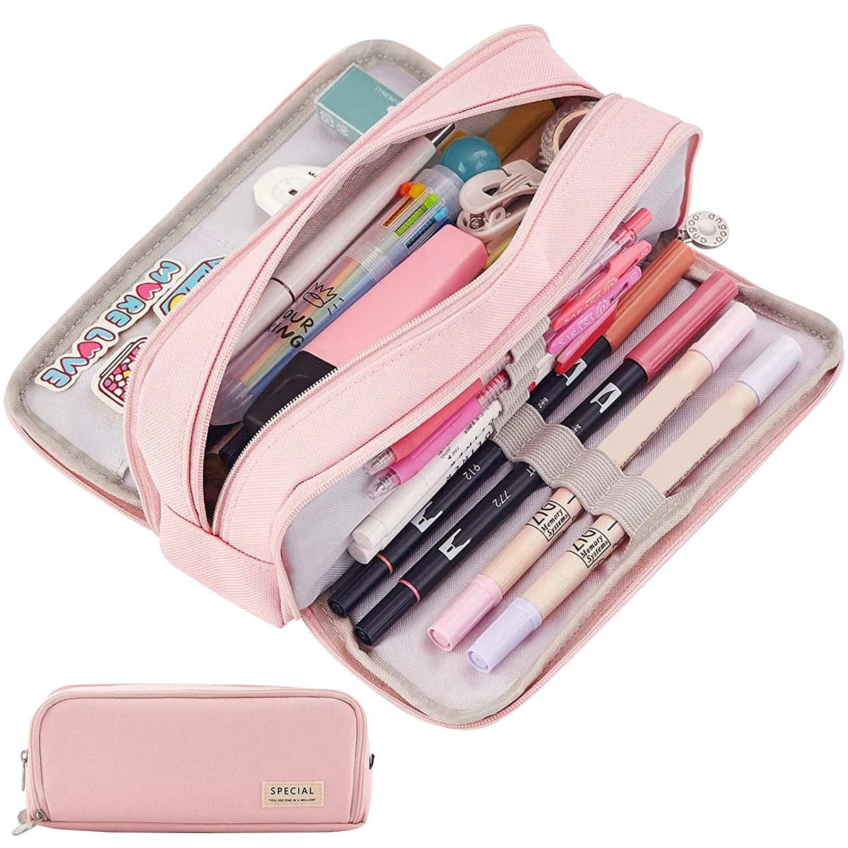 1PCS Pencil Case Large Capacity Pen Bag 3 Compartment Pen Pouch Organizer Portable Chlids Stationery Bag Holder with Zipper