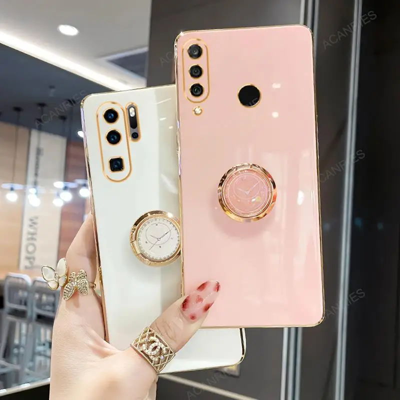 P30lite P30pro Luxury Plating Ring Holder Case For Huawei P30 Lite P40 P20 P 20 30 Smart Pro Plus 2019 Stand Silicone Back Cover