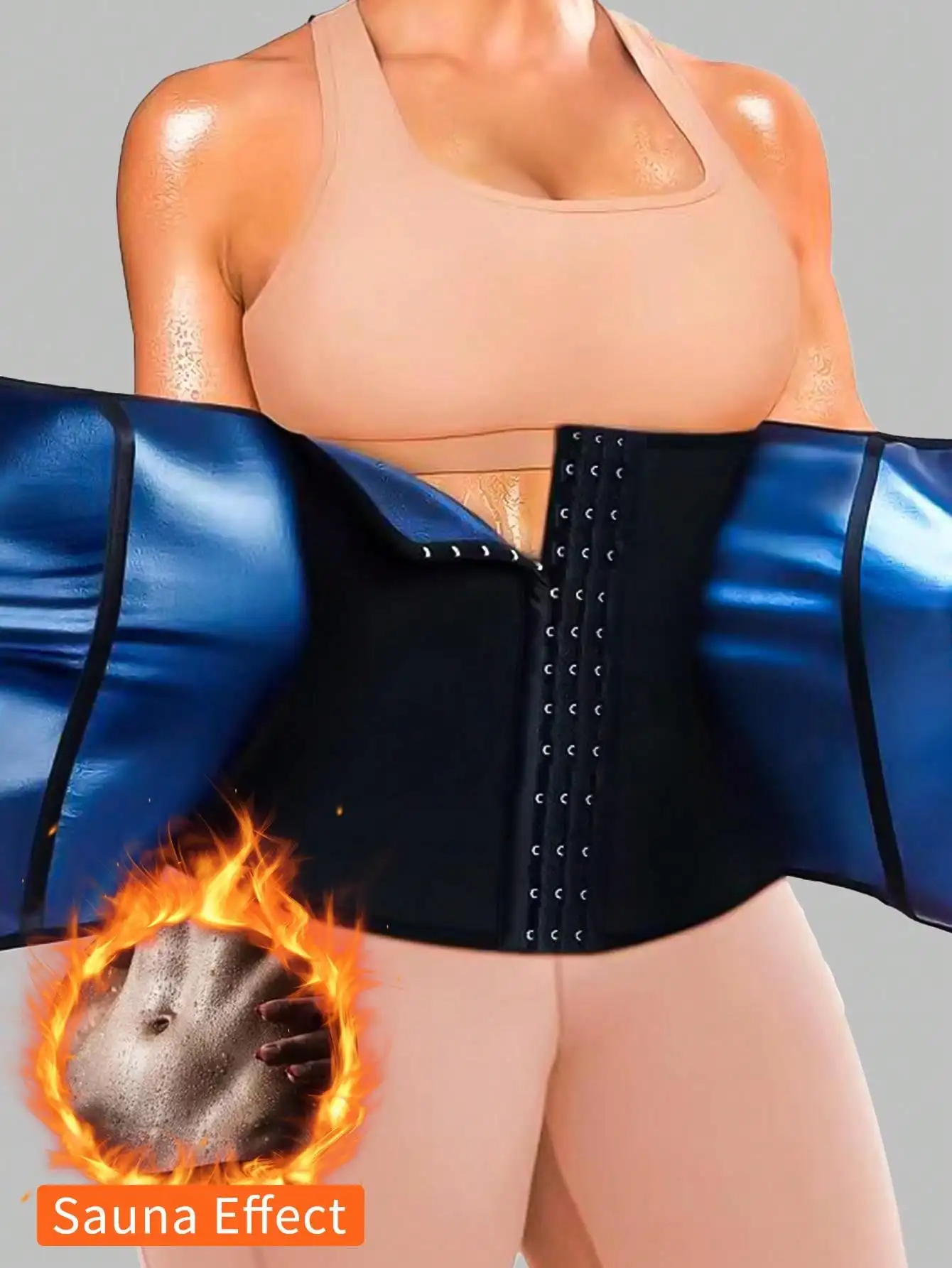 Women's Fitness Yoga Waist Trainer with 3-Row Hooks & Zipper, Sweat-Inducing Waist Shaping Belt, Abdominal Tightening Sports Wai