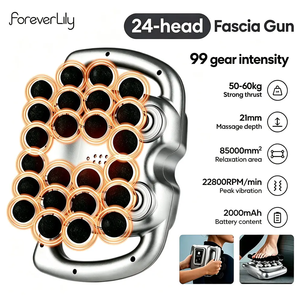 99 Levels Intensity Fascia Gun 24-Head High-Frequency Vibration Body Massage Gun Leg Back Waist Massager Muscle Body Masajeador