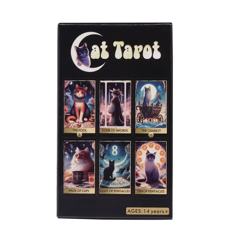 Cat Tarot Games 78pcs English Version Tarot Oracle Deck Clear Printed Wiccan Supplies Tarot Games For Parties Friends Gathering