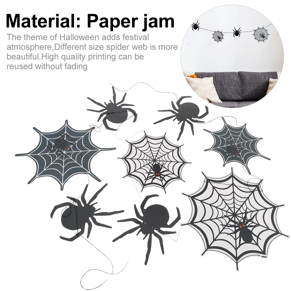 

Halloween Spider Banner Double Sided Spiderweb Black Decor Kit Nursery Classroom Home Wall Decor Banner Accessories