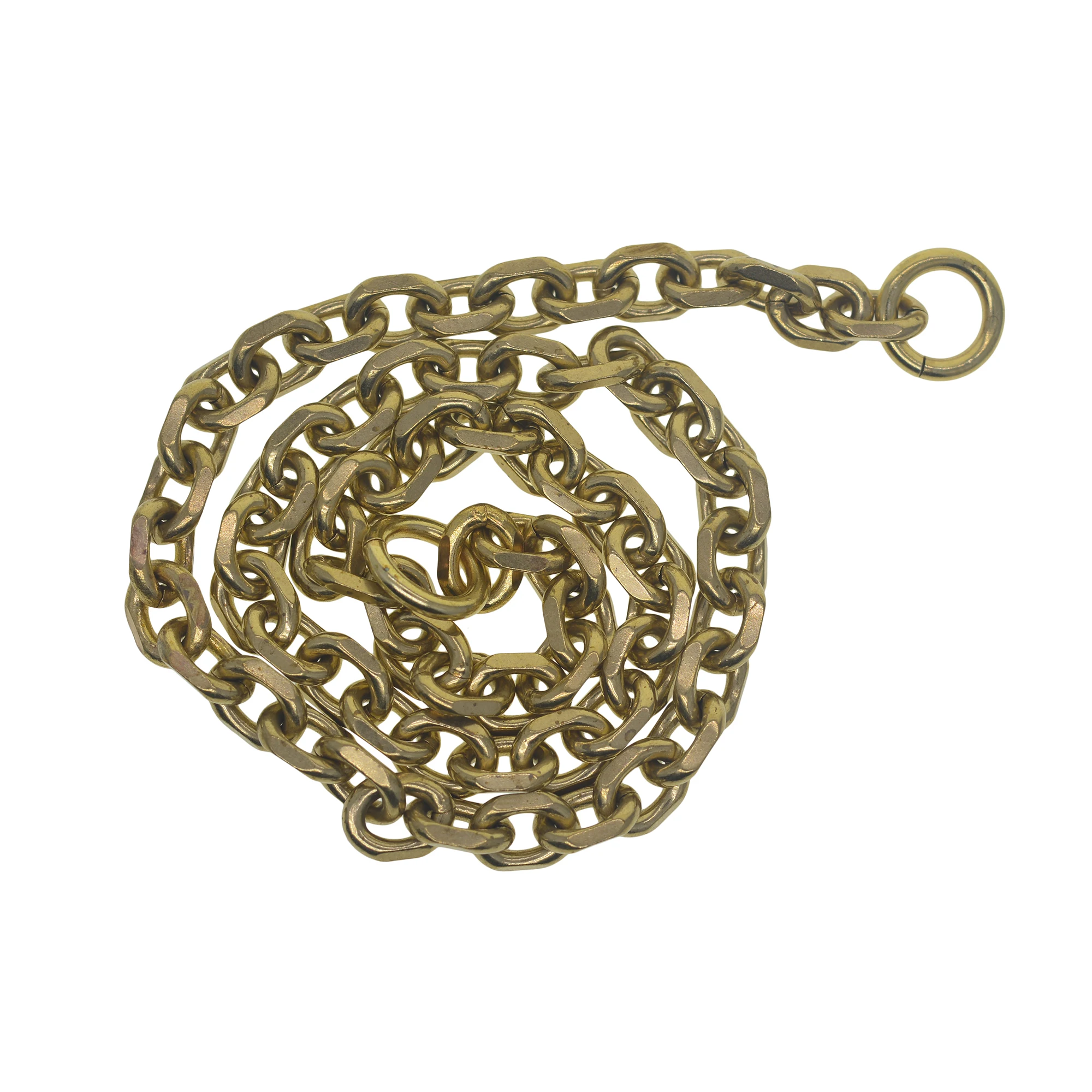 Classic biker Fine solid brass large 9 mm thick Itlay carved oval link necklace wallet jean  pocket watch chain EDC DIY