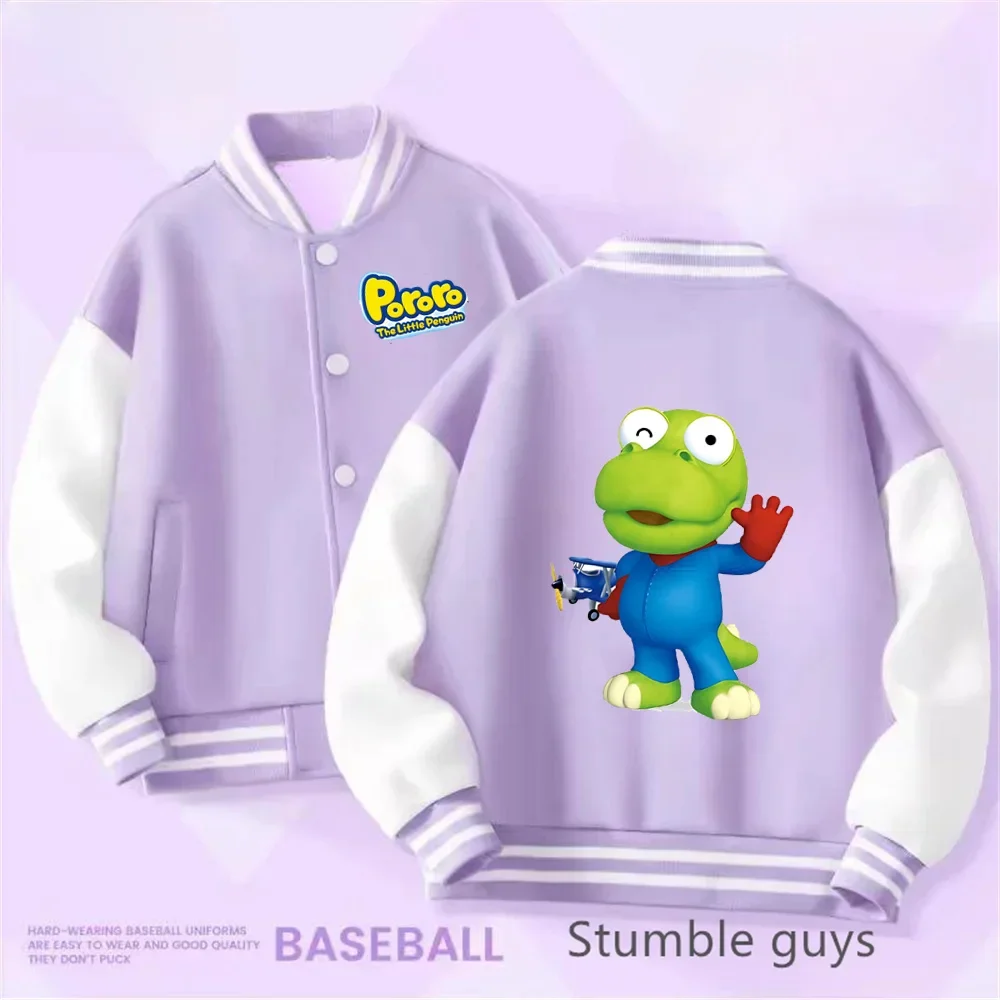 MINISO Pikmin Jackets For Girls Spring Autumn Teen Kids Cartoon Princess Cardigan Children's Baseball Uniform Sports Tops