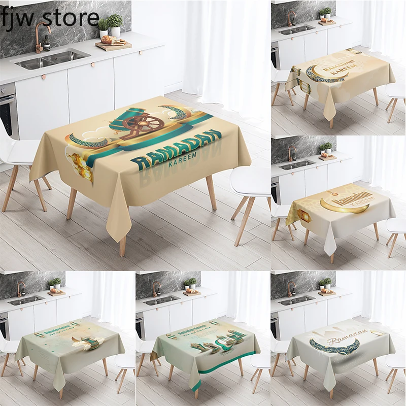 Ramadan Kareem Home Decoration Tablecloth Islamic Muslim Mosque Decoration Tablecloth Waterproof and Stain Resistant