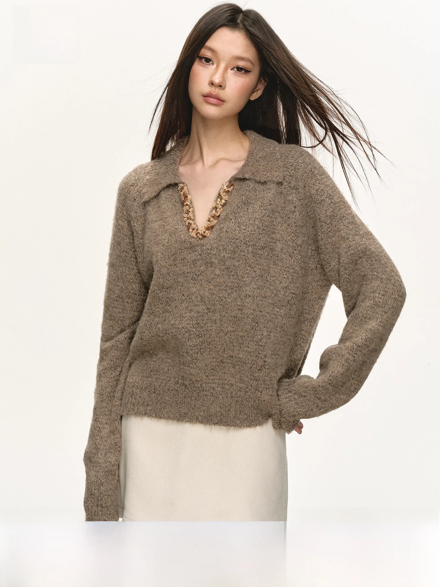 

Anna Aneae Women's Woolen Knitwear Loose Fit Warm Lazy Sle Spring Casual Versatile Long Sve ort Coat Casual Loose Sweater