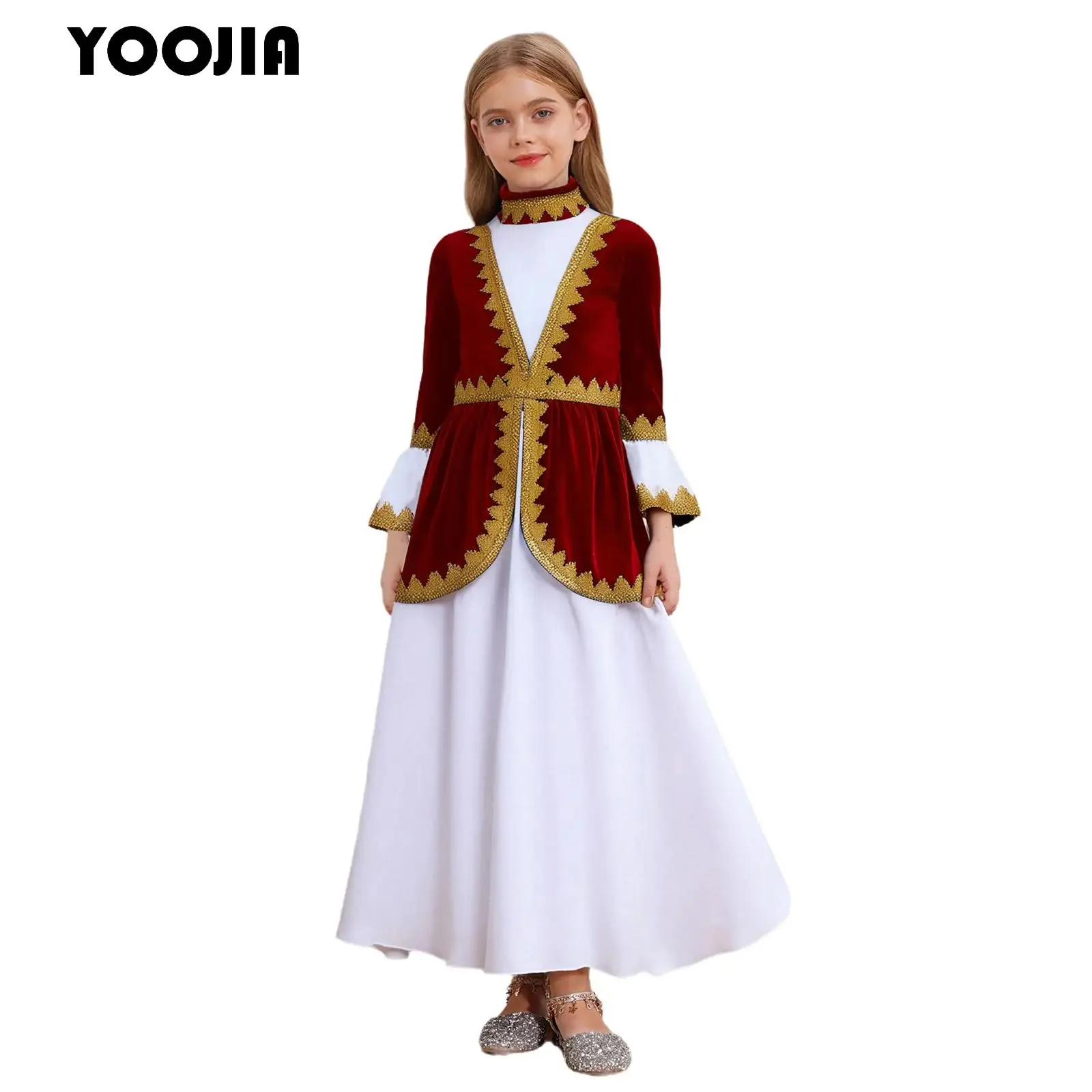 

Halloween Russian Costume Traditional Sarafan Dress Heritage Long Flare Sleeve Party Ball Gown Performance Ethnic Clothing