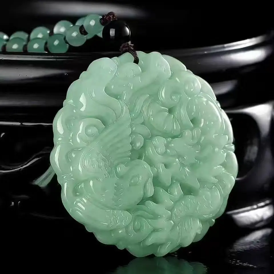 

Jasper Dragon and Phoenix Brand Pendant Dragon and Phoenix Chengxiang Glass Pendant