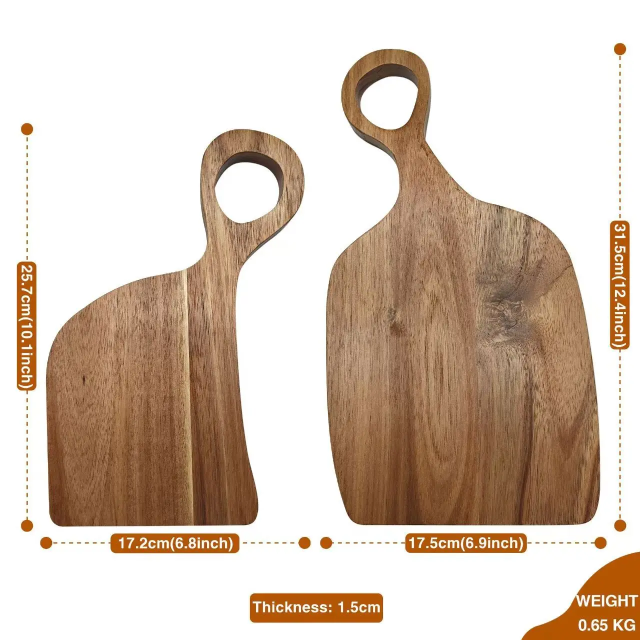 

Double sided usable wooden chopping board with handle end cutting board, steak plate, circular plate, cheese bread tray, pizza b