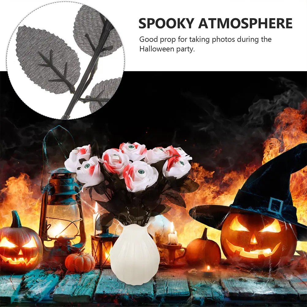 

Artificial Rose Flower with Eyeball Halloween Prop Adornment Simulated Decoration