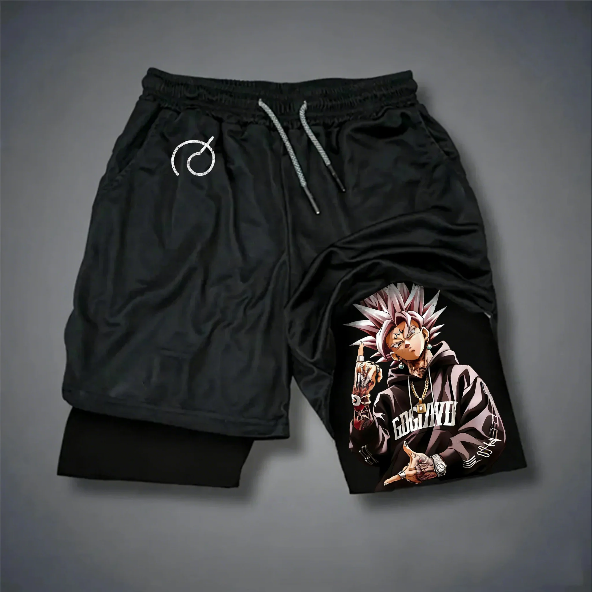 

Мужские спортивные шорты 2-в-1 с принтом Dragon Ball, модные, двухслойные, быстросохнущие, дышащие, для фитнеса, лето 2026