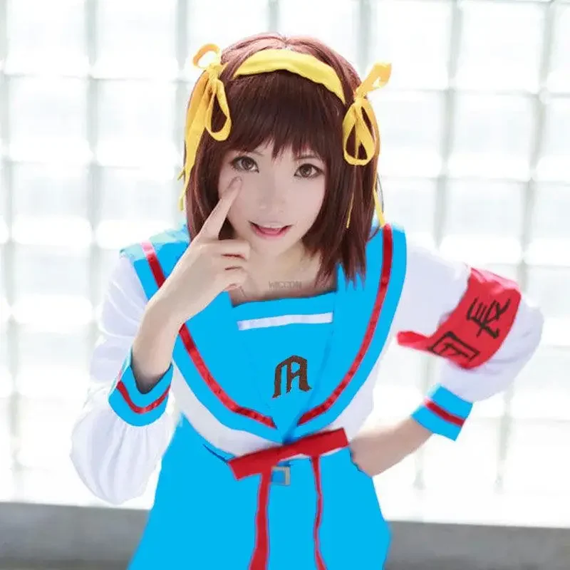 Anime Suzumiya Haruhi No Yuutsu Cosplay Suzumiya Haruhi Kostuum Vrouwen Meisjes Jk Uniform Top Rok Outfit Halloween Op Maat Gemaakt