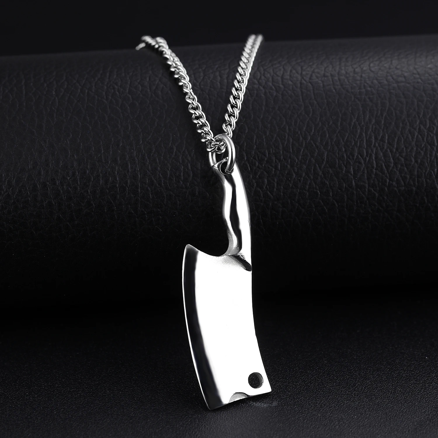 Stainless Steel Kitchen Knife Pendant Necklace for Men Women Punk Jewelry