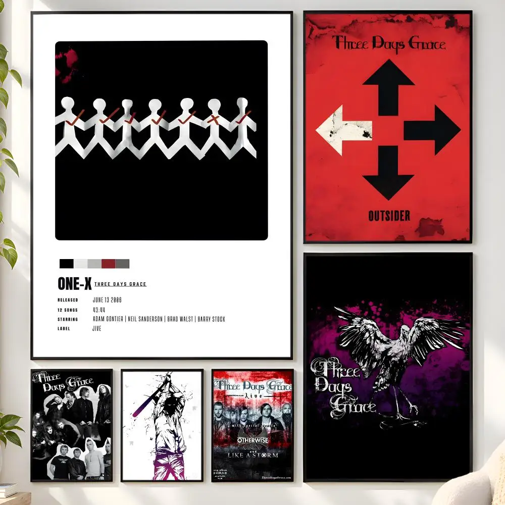 Three Days Grace Band Poster Matte Wall Peel And Stick Decor Bedroom Living Room Office Dorm Home