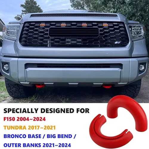 Imagen 2 del producto 2 uds cubiertas de ganchos de remolque funda de gancho de remolque piezas de repuesto accesorios de silicona para coche fácil de instalar para Ford F150 2004-2024 rojo blanco azul