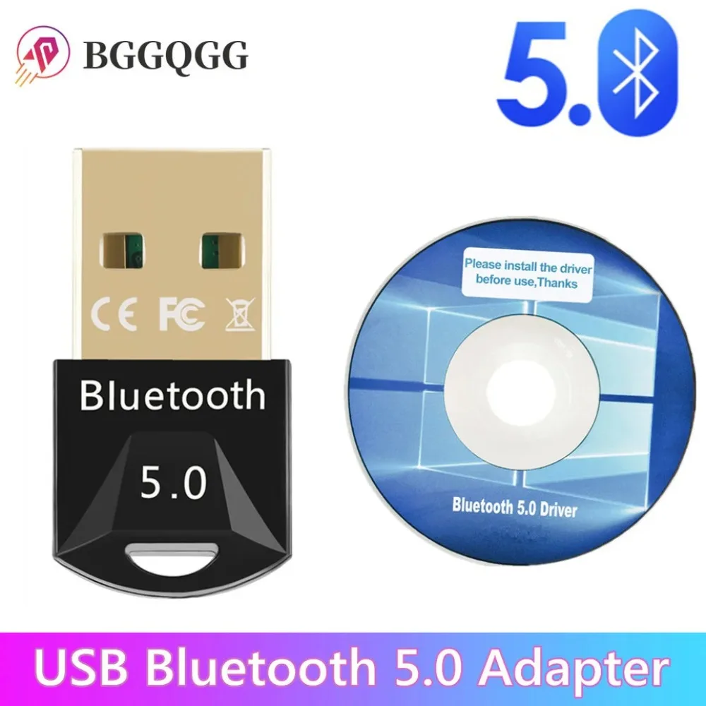 Bggqgg USB บลูทูธตัวรับสัญญาณตัวแปลงบลูทูธ5.0บลูทูธดองเกิล5.0อะแดปเตอร์สำหรับพีซีแล็ปท็อปเครื่องส่งสัญญาณ BT