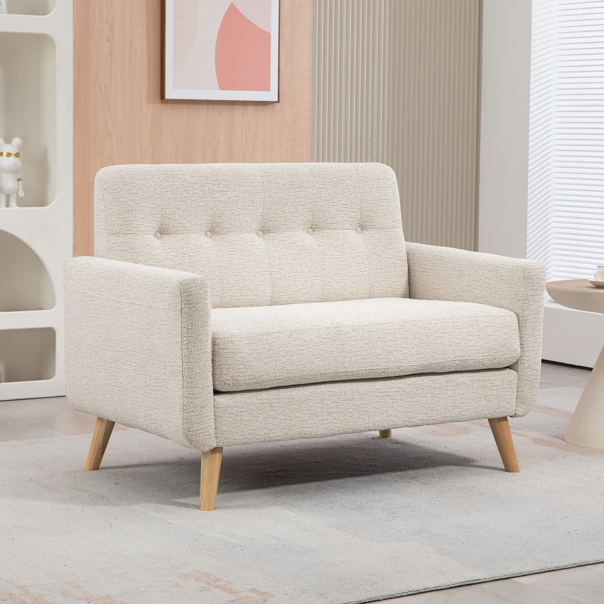 HOMCOM 2 seater sofa upholstered in velvet cargo 240 kg 114x71x82 cm Beige