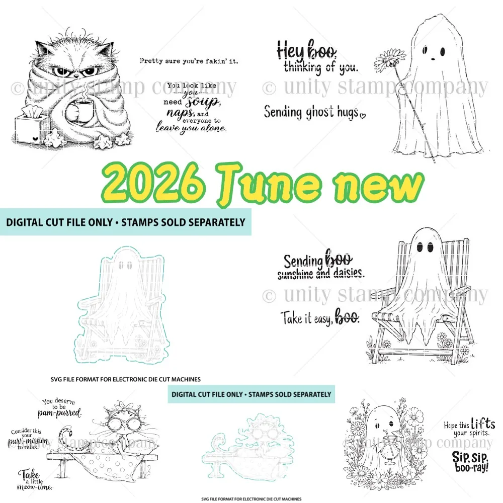 

2026 June new sick cat wrapped metal cut dies and clear stamps scrapbooking to make paper engraving frames card craft set
