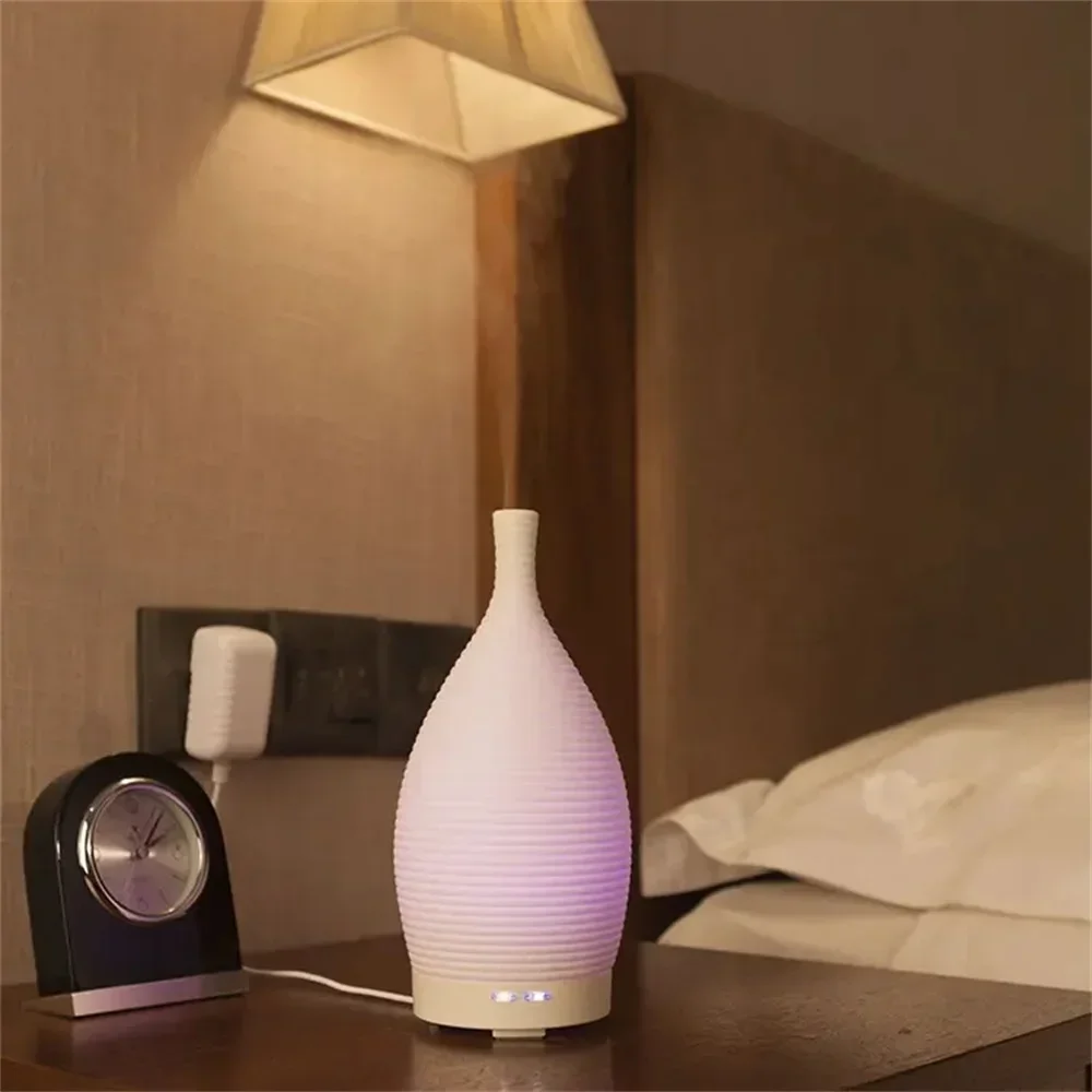 Ceramic Ultrasonic Diffuser Aromatherapy Essential Oil Purifier Diffuser Air Humidifier 100ml 7 Color LED Night Lights for House