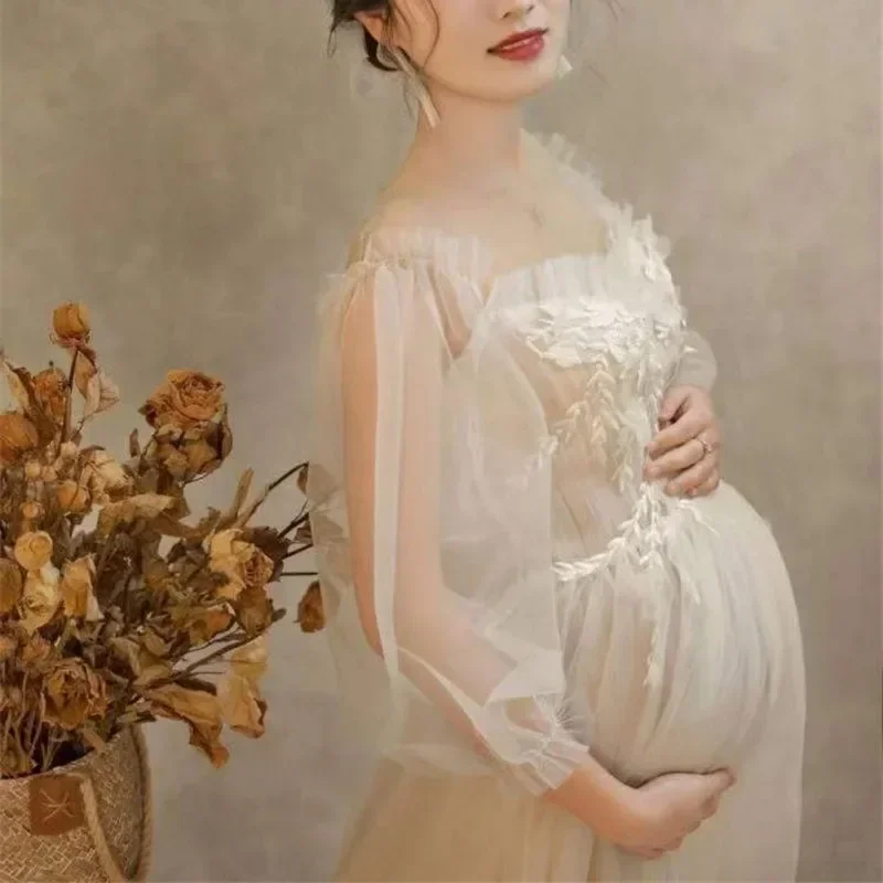 

Платья для беременных для фотосессии, сетчатое корейское платье для беременных, реквизит для студийной фотографии, платье макси для беременных женщин