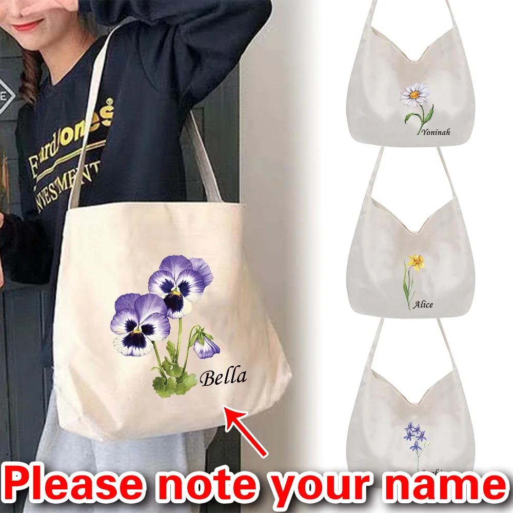 

Персонализированная модная сумка через плечо, женская сумка для покупок, повседневная холщовая сумка-тоут