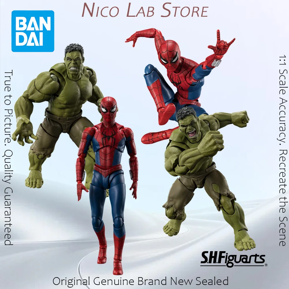 Figura de acción original en stock de BANDAI SHFiguarts, Spider-Man Brand New Day Hulk, modelo de anime.