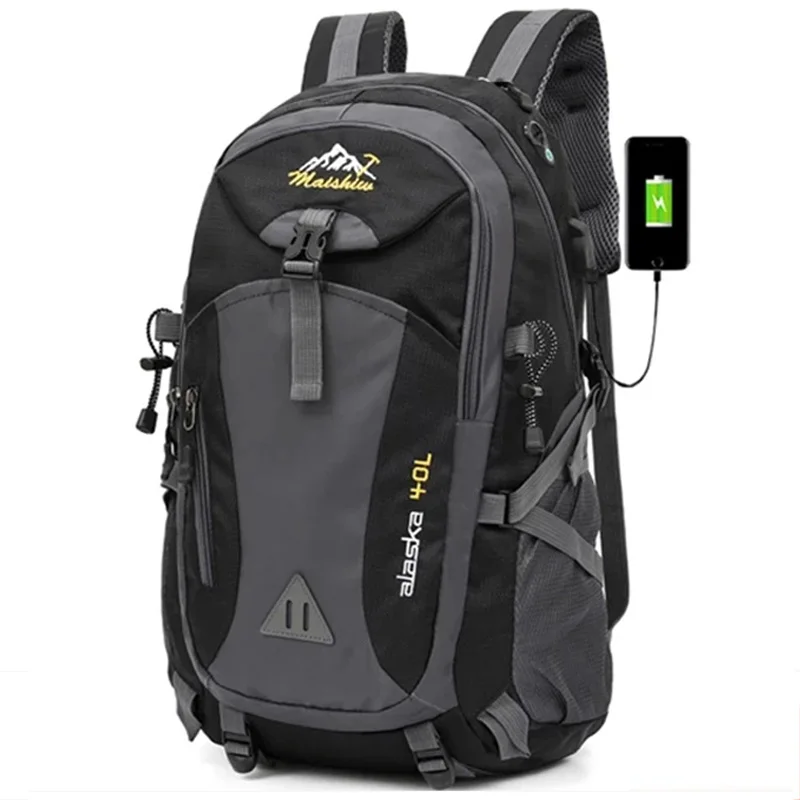 

Men's Women's 40L Outdoor Backpack USB Travel Waterproof Pack Sports Bag Hiking Climbing Camping Rucksack For Female Male