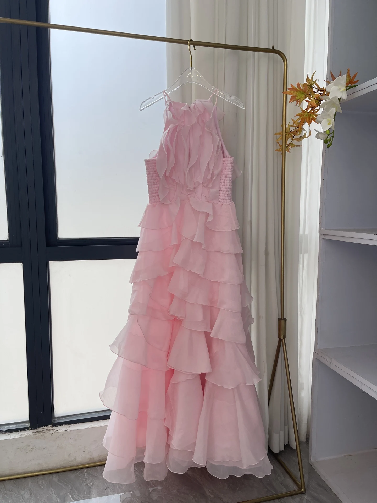 

Women Clothes High Quality Yellow Sleeveless Ruffles Women's Midi Dresses