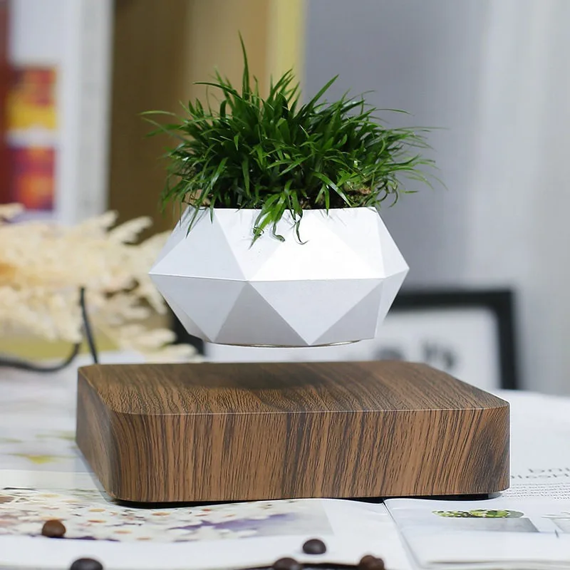 Magnetic Levitating Flower Pot Rotatable Suspension Planter Pot Creative Desktop Decoration Home Office Decor Gift Ornament