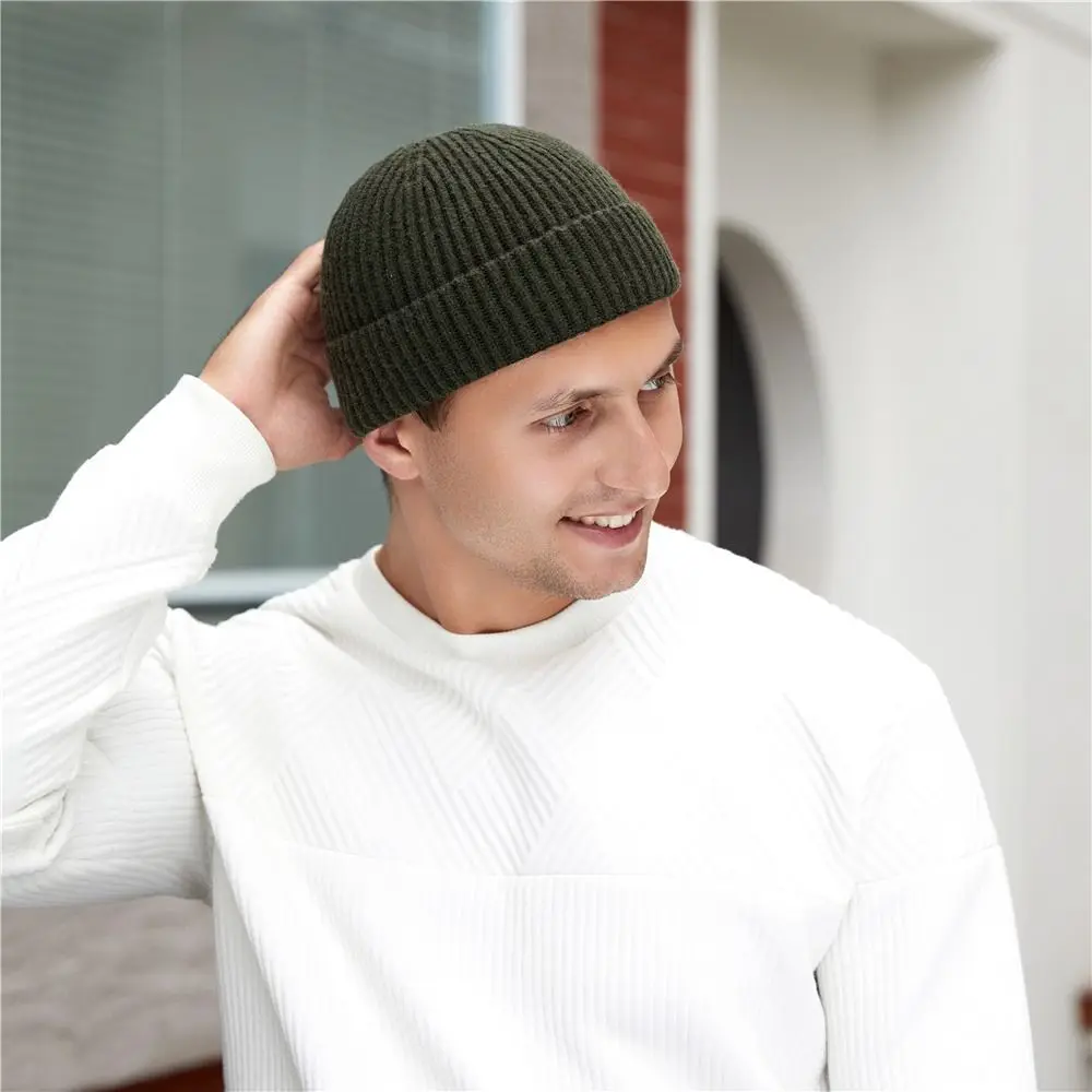 Classic Slouchy Cuff Beanie Plain Roll-up Edge Skull Ski Cap Winter Warm Hats for Men Women