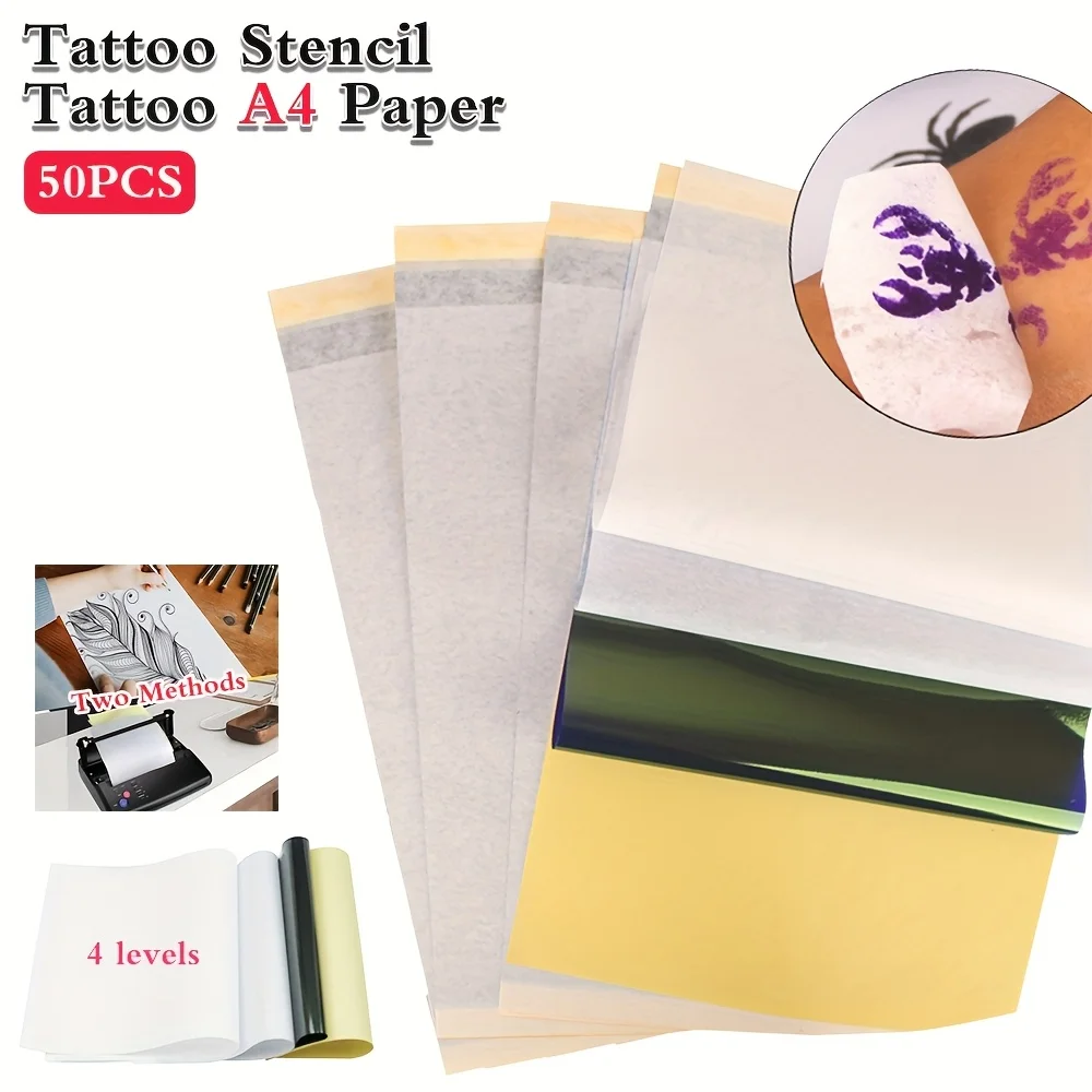 A4 Tattoo Transfer Paper Carbon Tracing Tattoo Transfer Paper 4-Layer A4 Stencil 50/100 Sheets for Tattoo Supplies Transfer Kit