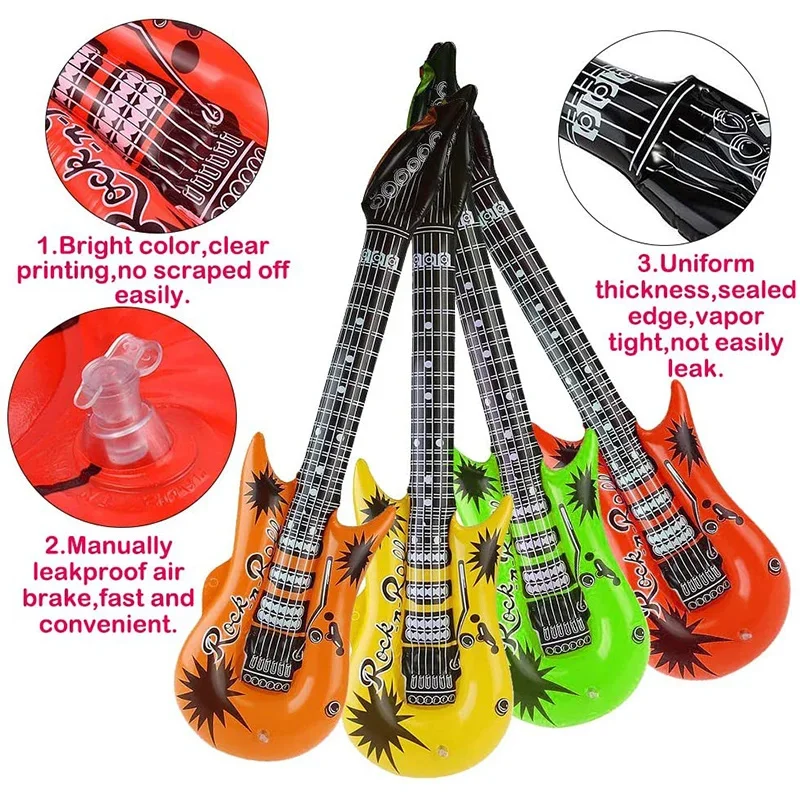 Simulation Inflatable Toy Guitar Summer Outdoor Pool Beach Inflatable Model PVC Water Party Stage Musical Instrument Decor