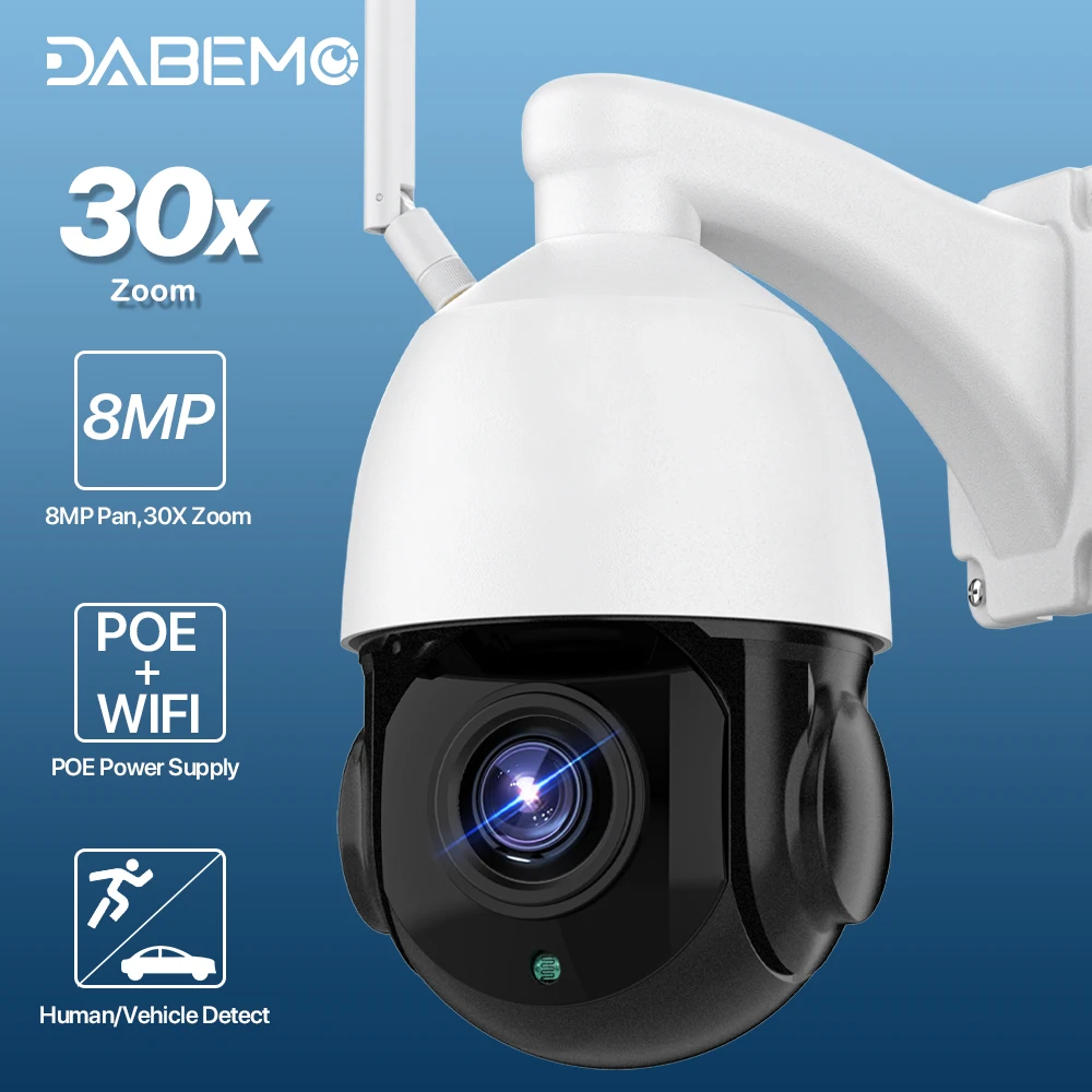 30X Optical Zoom PTZ WIFI POE Camera 8MP/5MP HD IP Camera Outdoor AI Human Tracking IR 100m Security Surveillance P2P Onvif