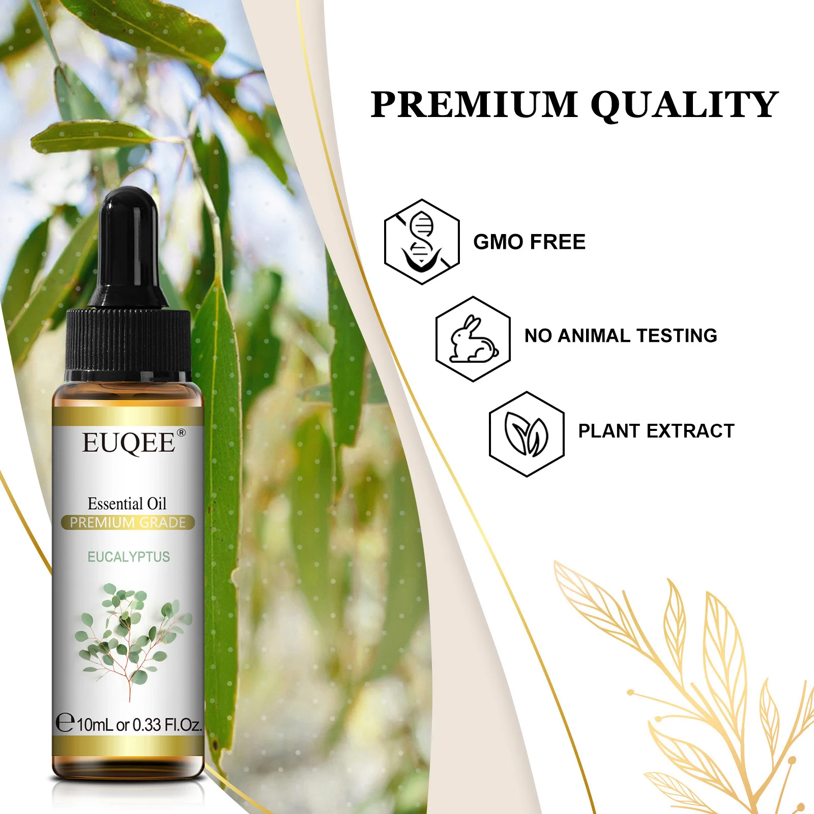 EUQEE 10ML aceites esenciales naturales eucalipto menta vainilla lavanda limón aceite de organo para humidificador DIY jabón, fabricación de velas