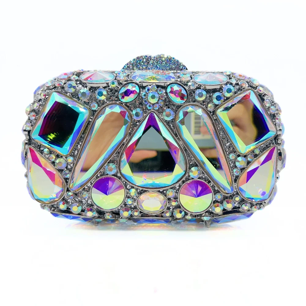 

AB вечерние клатчи с бриллиантами, сумки с большими камнями, роскошные клатчи со стразами и кристаллами, серебряные металлические женские сумки для свадебной вечеринки