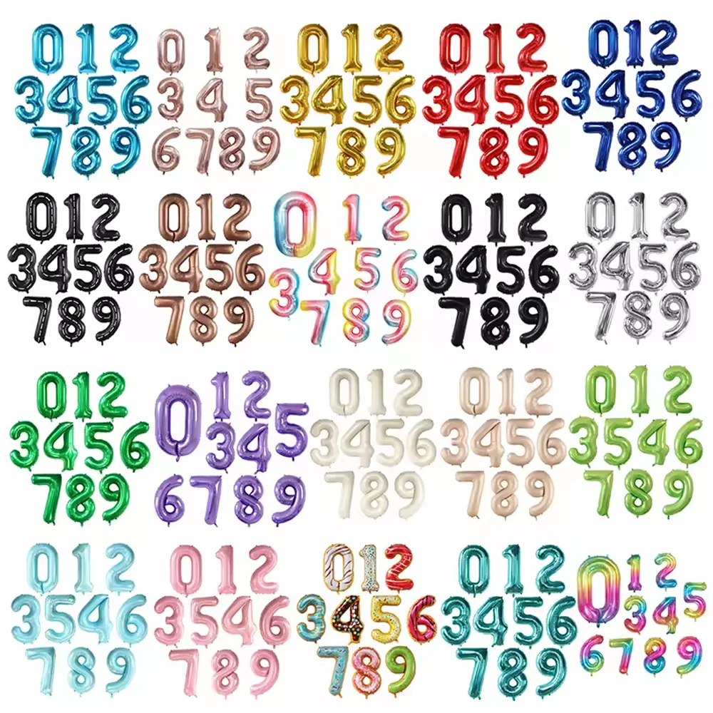Wholesale 32inch Number Foil Balloon 1-9 for Anniversary Celebration Kids Birthday Party Decor Baby Shower Bridal Shower Globos