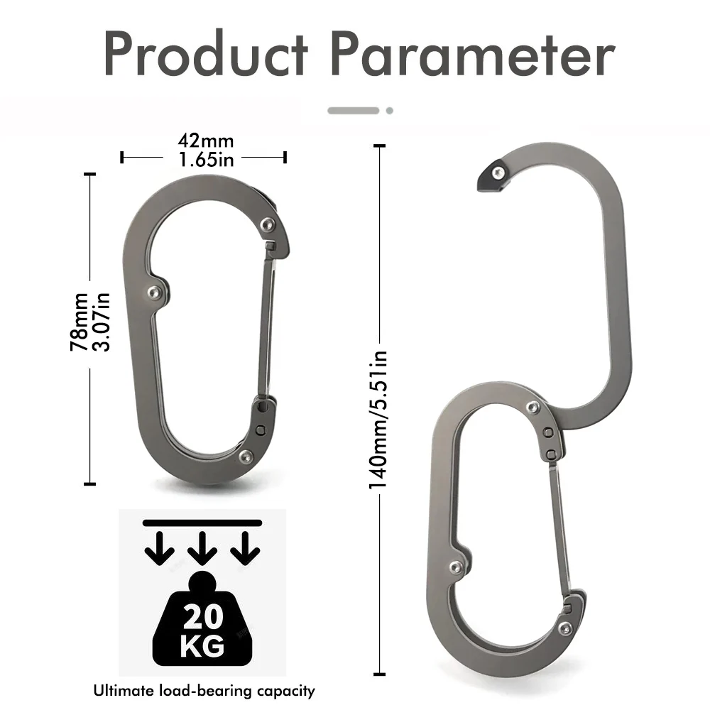Сверхмощный крючок из титанового сплава, большой зажим-карабин для подвешивания рюкзака, аксессуары для уличного снаряжения - прочный, легкий, нагрузка 50 кг