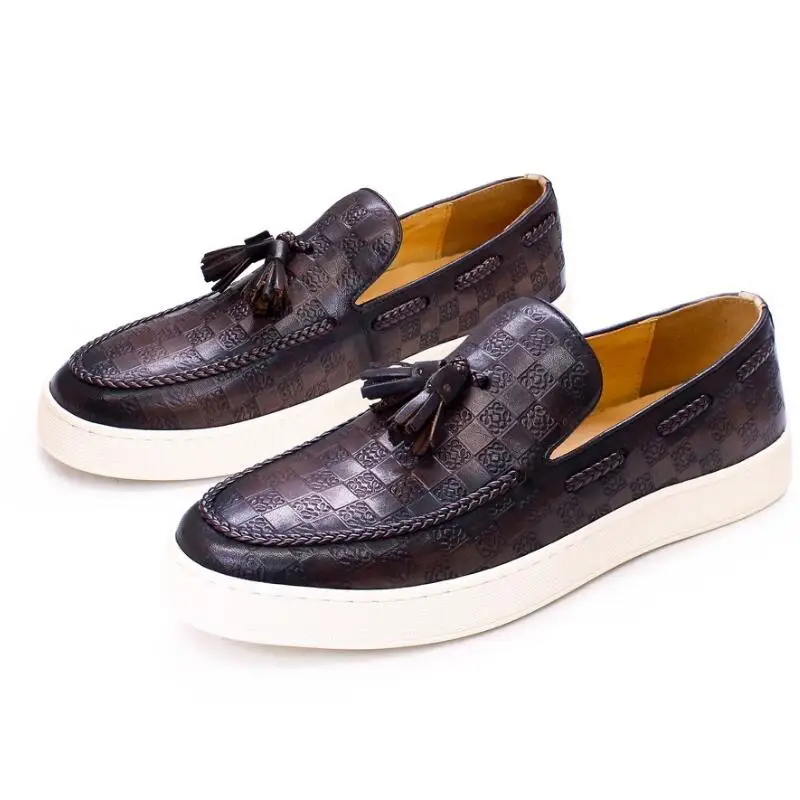 

NEW Casual Men's Shoes Comfortable Flat Handmade Shoes Pattern Tassel Non-slip Shoes Banquet Party Dress Men's Shoes a27