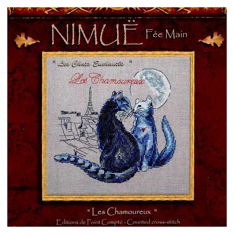 Amishop Free Delivery Top Quality Lovely Counted Cross Stitch Kit Cat Kitty Kiss Les Chamoureux Nimue