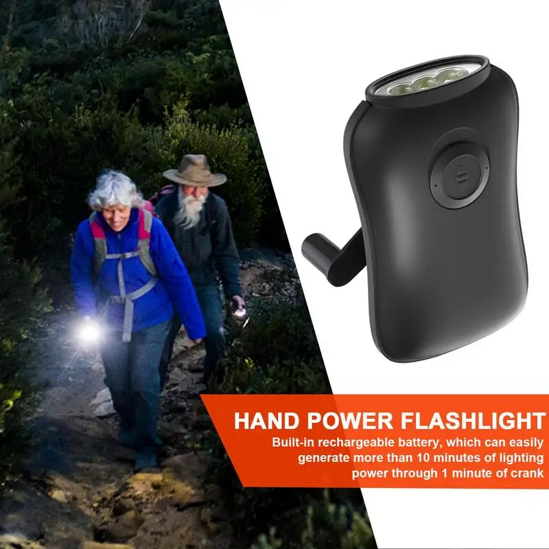 Hand Crank Flashlight Self Charging Flashlight For Camping 3 LED Disaster Prevention Bright Led Lighting Camping Waterproof