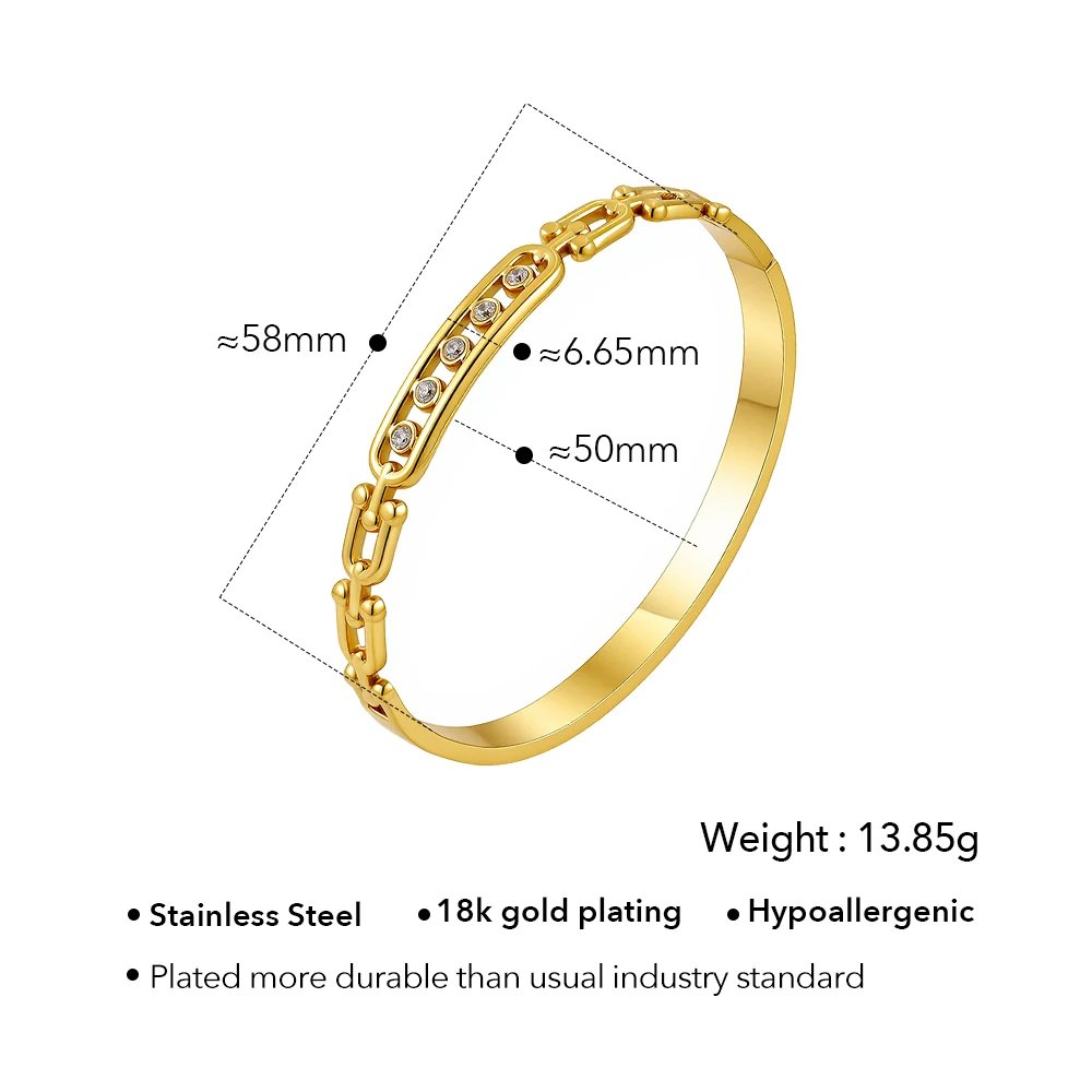 ENFASHION Pulseras Geometry Rhombic Round Cuff Bracelet For Women's Stainless steel 18K Plated Gold High Street Jewelry B252662