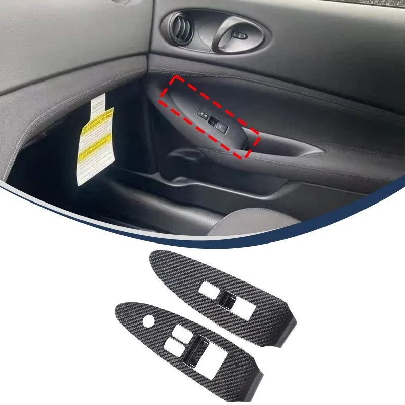 Real Carbon Fiber For 2009- 2014 Nissan 370Z / 400Z Left-handed peptide Window Regulator Frame Window Switch Trim CarAccessories