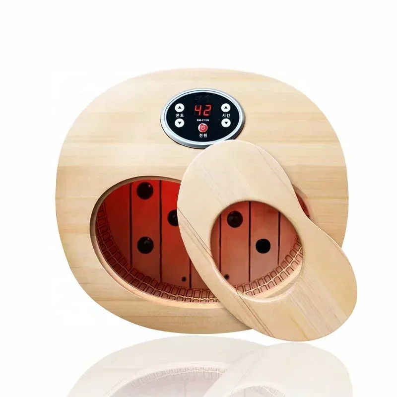 Portable Wooden Far Infrared Massage Steam Dry Foot Sauna with Jade Stone