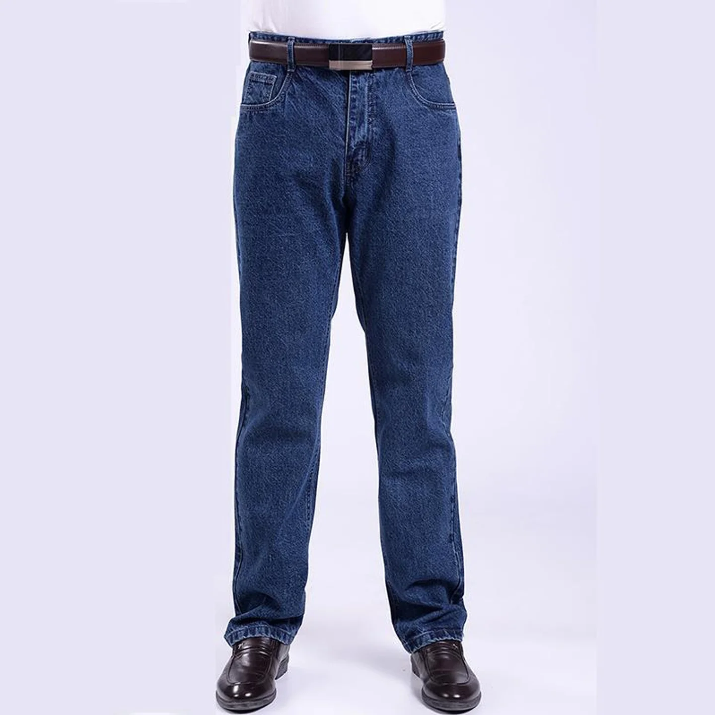 

Thiened Straight Leg Work Jeans Men's Welding Labor Protection Pants No Stretch Workwear Long Trousers Mid-aged