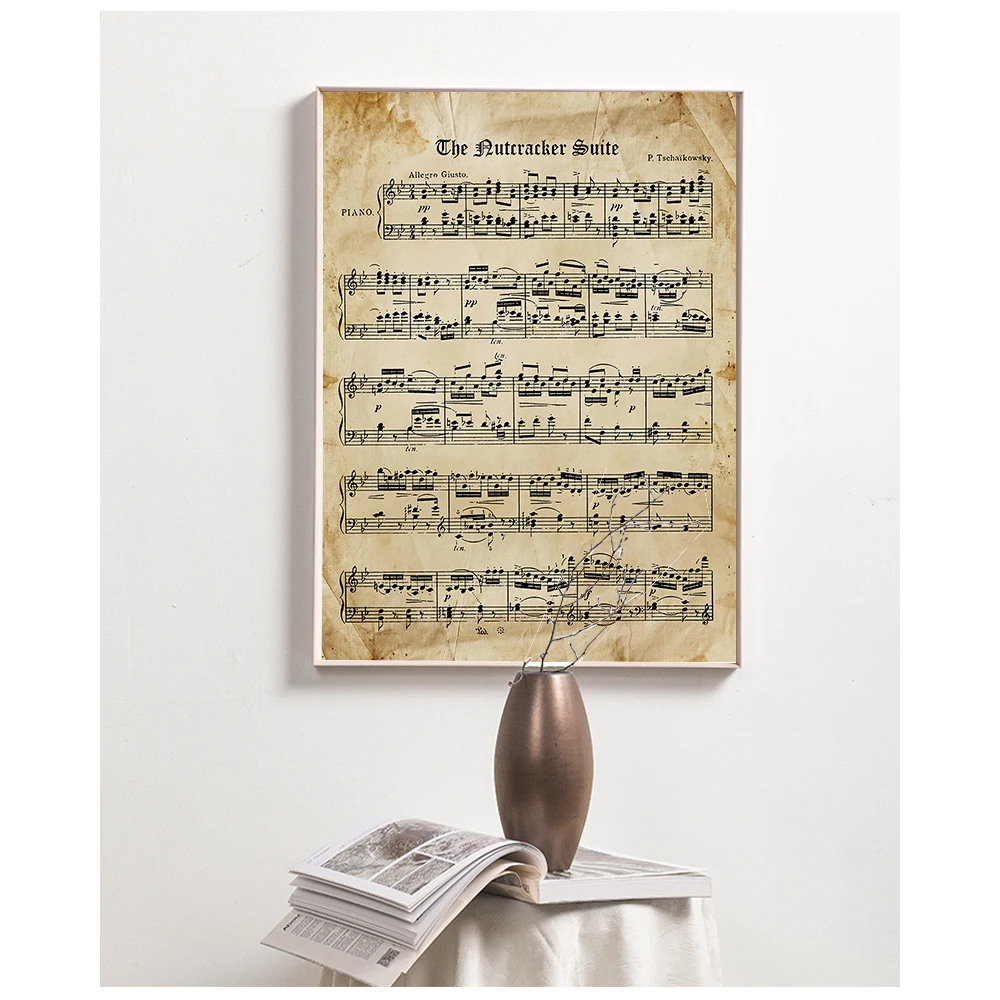 Poster And Print Tchaikovsky Classical Piano Music Canvas Painting Wall Picture Home Decor The Nutcracker Vintage Sheet Music