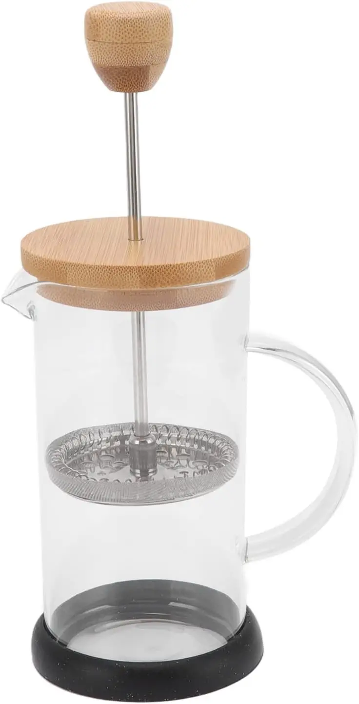 Cafetera y tetera, vidrio de acero inoxidable, filtro de elaboración manual resistente al calor, cafetera de té de alto borosilicato (pequeña)