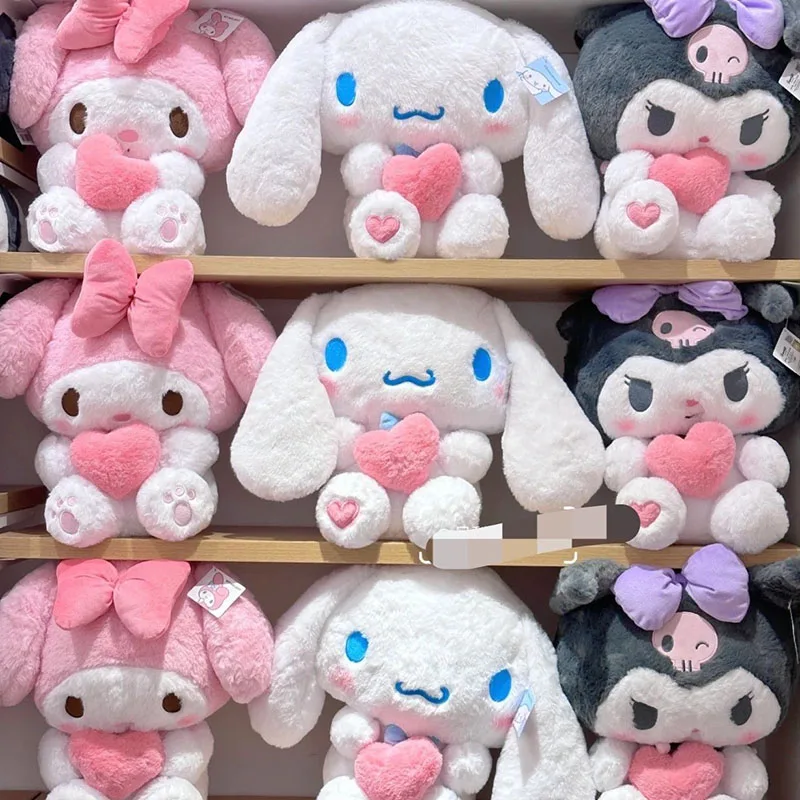 Sanrio-muñeco de peluche Kawaii de 35Cm, Kuromi My Melody, Cinnamoroll, almohada de peluche suave, decoración de la habitación, juguetes para niños,